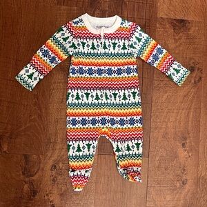 NWT baby Christmas festive footed one piece 100% cotton 0-3 months